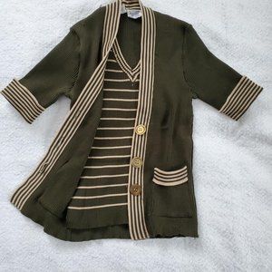 Vintage 1970's 100% Polyester Texturized Sweater w/Integral Vest, Sz M